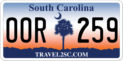 SC license plate OOR259