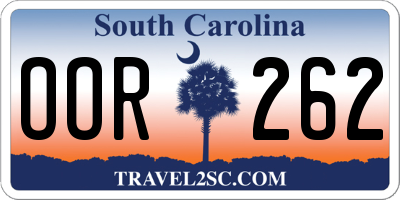 SC license plate OOR262