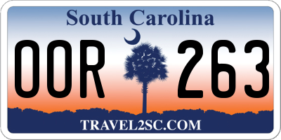 SC license plate OOR263