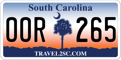 SC license plate OOR265
