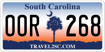 SC license plate OOR268