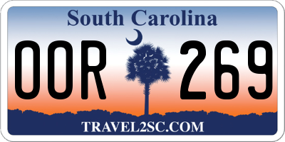 SC license plate OOR269