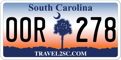 SC license plate OOR278