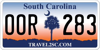 SC license plate OOR283