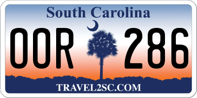 SC license plate OOR286