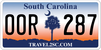 SC license plate OOR287