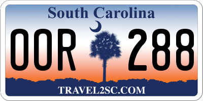 SC license plate OOR288