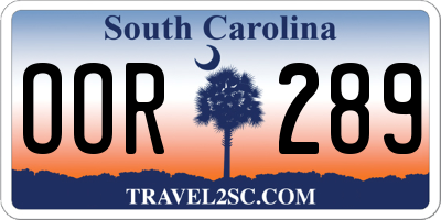 SC license plate OOR289