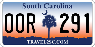SC license plate OOR291