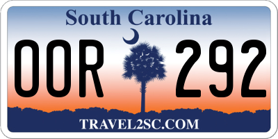SC license plate OOR292