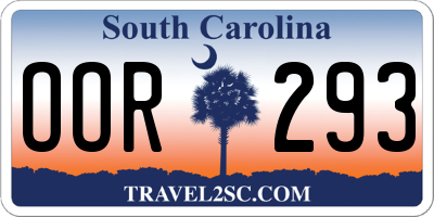 SC license plate OOR293