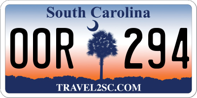 SC license plate OOR294
