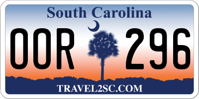 SC license plate OOR296