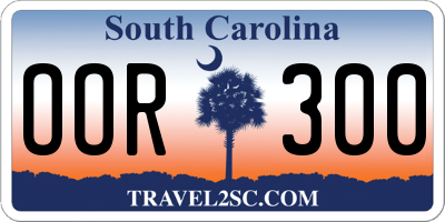SC license plate OOR300