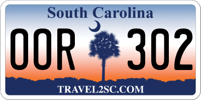 SC license plate OOR302