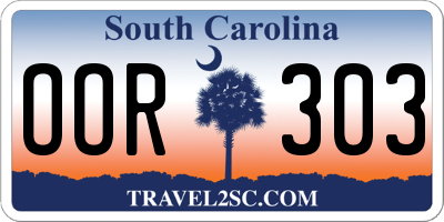 SC license plate OOR303