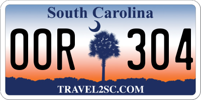 SC license plate OOR304
