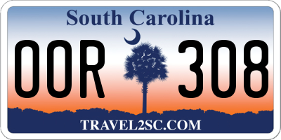 SC license plate OOR308
