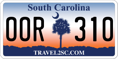 SC license plate OOR310