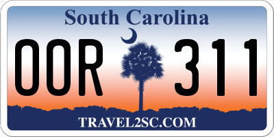 SC license plate OOR311