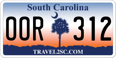 SC license plate OOR312