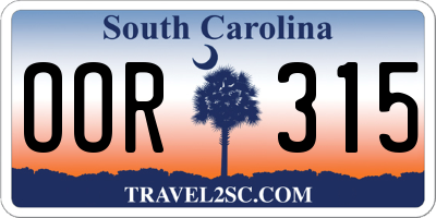 SC license plate OOR315