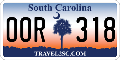 SC license plate OOR318