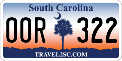 SC license plate OOR322