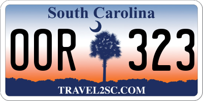 SC license plate OOR323