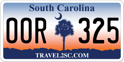 SC license plate OOR325