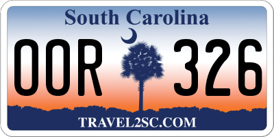 SC license plate OOR326