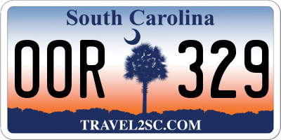 SC license plate OOR329