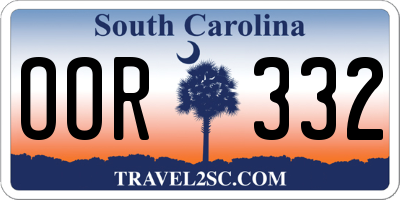 SC license plate OOR332