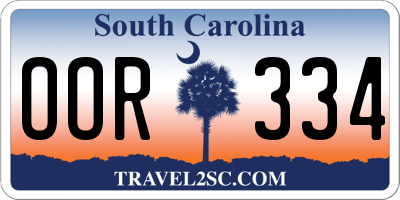 SC license plate OOR334