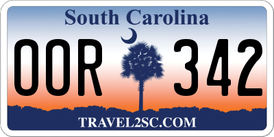 SC license plate OOR342