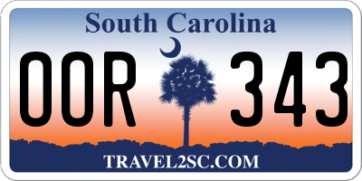 SC license plate OOR343