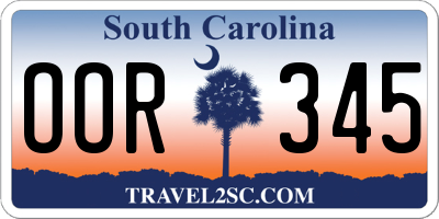 SC license plate OOR345