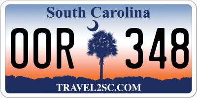 SC license plate OOR348