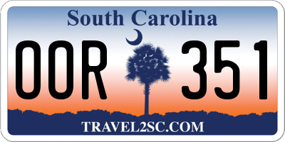 SC license plate OOR351