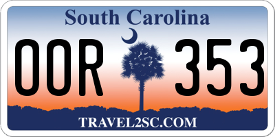 SC license plate OOR353