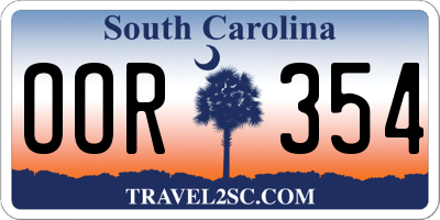 SC license plate OOR354
