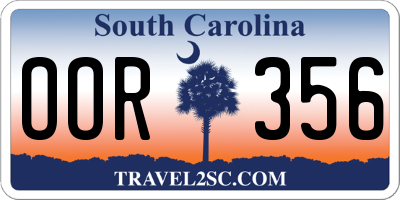 SC license plate OOR356