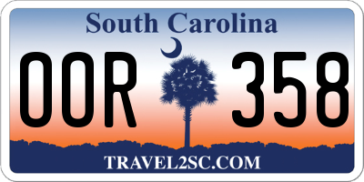 SC license plate OOR358