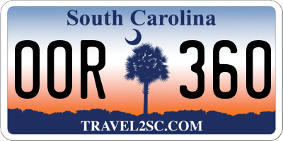 SC license plate OOR360