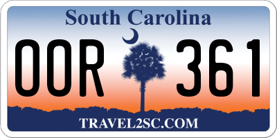 SC license plate OOR361