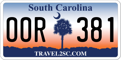 SC license plate OOR381