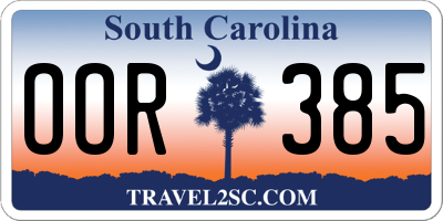 SC license plate OOR385