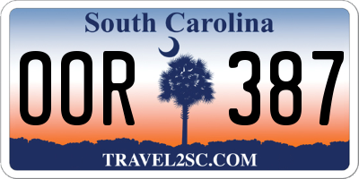 SC license plate OOR387