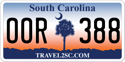SC license plate OOR388