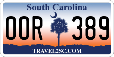 SC license plate OOR389